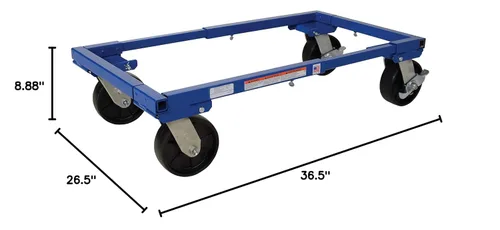 Vista 3 de Vestil ATD-1622-6 Carretilla de acero ajustable con ruedas de 6 pulgadas, capacidad de 3000 libras, máxima utilizable 34 pulgadas de largo x 24