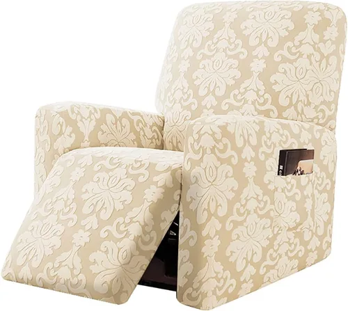 Vista 11 de JOKIVTOU Funda elástica para sillón reclinable con bolsillo, fundas de sofá reclinable de jacquard con estampado, protector de muebles con parte