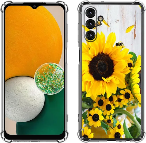 Vista 31 de Samsung Galaxy A14 5G - Funda para teléfono celular, diseño de flores de mariposa azul, a prueba de golpes, TPU con bordes elevados, compatible