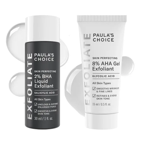 Vista 7 de Perfeccionamiento de la piel 8% AHA Gel Exfoliante y 2% BHA Liquid Duo Facial Exfoliants for Blackheads, Enlarged Pores, Wrinkles & Fine Lines