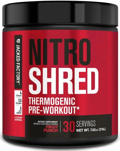 Vista 11 de Jacked Factory - Nitrosurge Shred, suplemento preentrenamiento - Potenciador de energía, aumento de fuerza, concentración, bombeo potente