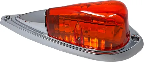 Vista 3 de Kit de 5X Luces Marcadoras de Cabina de 6 LED Ámbar en Forma de Lágrima [Base Cromada] [DOT FMVSS 108] [SAE P2PC] [Ajuste Universal] Luces de Cabina