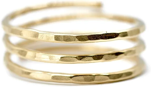 Vista 2 de 14k gold filled Adjustable wire wrap ring, thumb ring, pregnancy ring, Handmade in USA by Mu-Yin Jewelry (MEDIUM size 8)