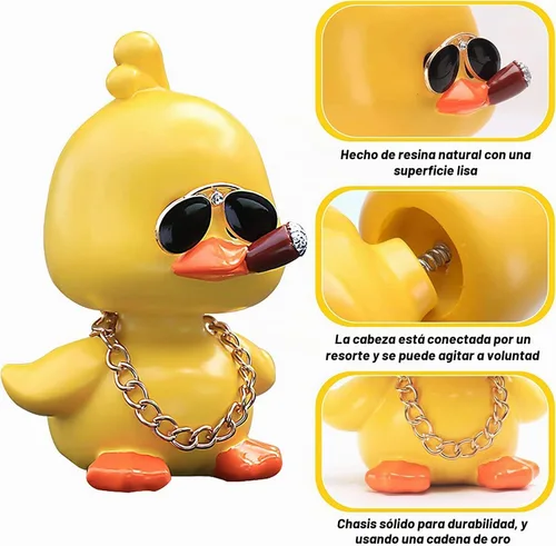 Vista 3 de wonuu Lindos adornos de pato amarillo para coche, decoraciones de tablero de instrumentos de coche, muñeca de cabeza sacudida De pie y de pie