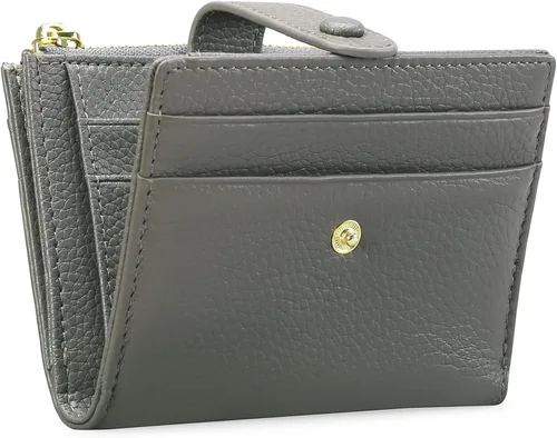 Vista 8 de FALAN MULE - Carteras pequeñas para mujer con bloqueo RFID, piel auténtica, cartera plegable delgada con cremallera y monedero para monedas