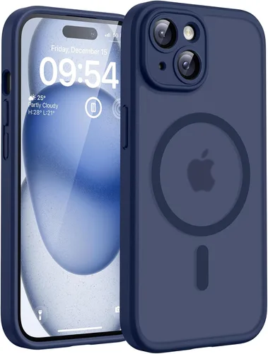 Vista 221 de TOCOL Funda magnética 3 en 1 para iPhone 15 Pro, mejorada [protección completa de cámara] con 2 protectores de pantalla, compatible con MagSafe Gris
