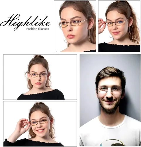 Vista 4 de HIGHLIKE Hard Cases Folding Reading Glasses, Pocket Wallet Purse Compact Spring Hinge Readers, Transparent Clear Lens