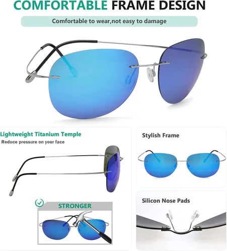 Vista 4 de Eyekepper Gafas de sol polarizadas con montura de titanio sin montura