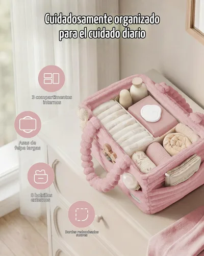 Vista 5 de Blissful Diary Organizador de pañales de franela y embalaje de regalo, rosa Rosa rubor