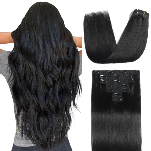 Vista 8 de Sisily - Extensiones de cabello con clip de cabello humano real, 30 cm 70 g, balayage de marrón chocolate a rubio, 100% cabello humano Remy