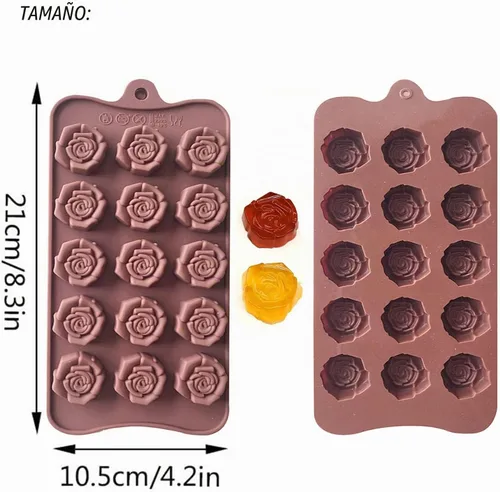 Vista 2 de Paquete de 2 moldes de silicona para el día de San Valentín, moldes de caramelo de chocolate, moldes de rosa para hornear, bandeja de silicona