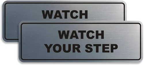 Vista 14 de Signs ByLITA Letrero estándar para pared o puerta con texto en inglés «Watch Your Step», señalización de salud y seguridad (negro), mediano