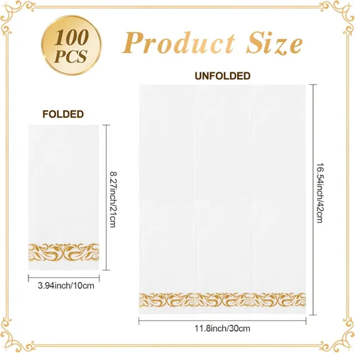 Vista 4 de Goodluck Paquete de 100 unidades de toallas de invitados con tacto de lino desechables – Toallas de mano de papel suaves y absorbentes para baño