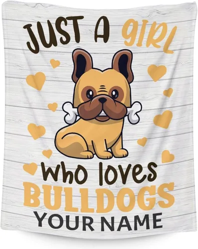 Vista 11 de Manta personalizada de bulldog francés con texto y nombre, 30 x 40 pulgadas, manta de franela suave, cálida, ligera y acogedora, regalo para amantes