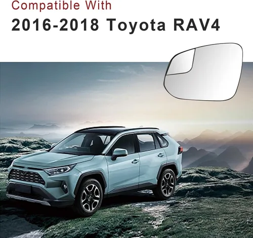 Vista 2 de Reemplazo de vidrio para espejo lateral del conductor para Toyota RAV4 2016 2017 2018, espejos exteriores convexos con calefacción y alimentación