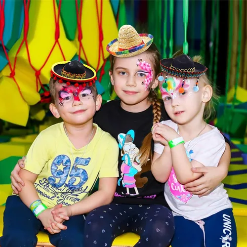 Vista 2 de 3 sombreros mexicanos, sombreros de fiesta de Cinco de Mayo, sombrero de tela para fiestas, diademas de paja para niños, mascotas, adultos, fiesta