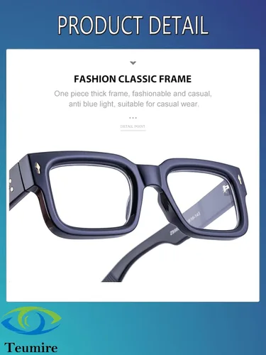 Vista 8 de Gafas de marco cuadrado grueso para mujeres y hombres, anteojos rectangulares gruesos, sin receta, lentes de luz azul para computadora