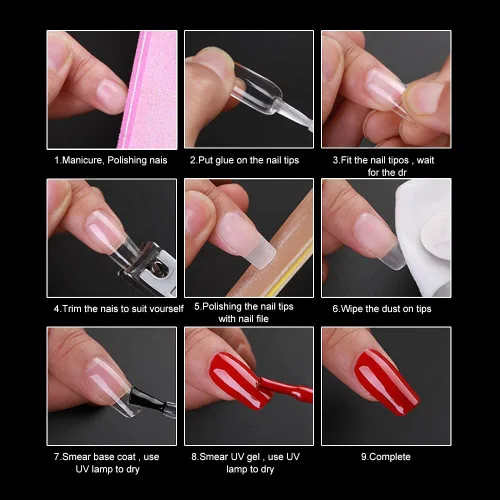 Vista 6 de MAGIC ARMOR Puntas de uñas de gel tipo ataúd, 120 puntas de uñas postizas largas medio mate, uñas acrílicas transparentes en forma de ataúd, puntas