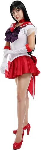 Vista 2 de Coskidz Disfraz de Hino Rei Sailor Mars Cosplay versión SuperS para mujer (multicolor, L)