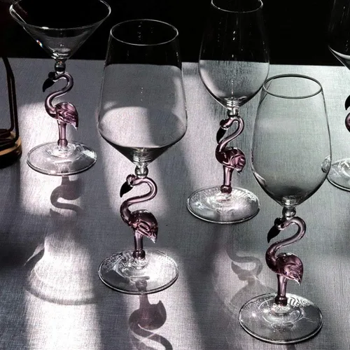 Vista 9 de Creative Pink Flamingo Cóctel Martini Copa Vajilla Fresca Bar Bar Vino Set (2, 200ML Copa de Cóctel)