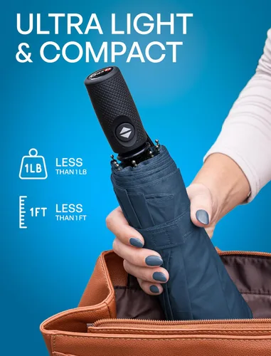 Vista 97 de REPEL Windproof Travel Umbrella - Compact & Withstands Winds up to 85MPH , Strongest Premium Auto Folding Umbrella for Rain and Sun - Durable, Light
