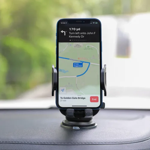 Vista 5 de LAX Gadgets Soporte de teléfono para automóvil, negro, compatible con iPhone 13, 12, 11, Samsung Galaxy S20, S10, Note10, dispositivos