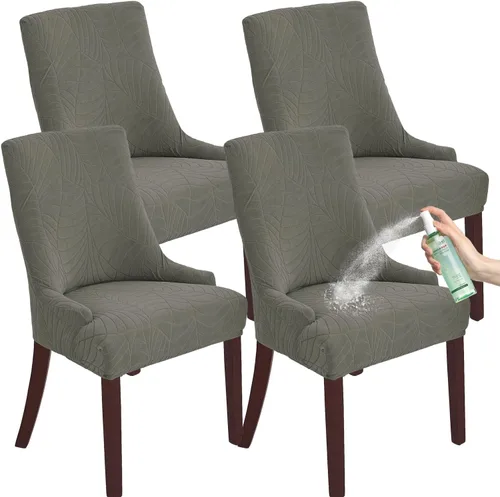 Vista 27 de Wingback - Funda impermeable para silla, funda de jacquard elástica (beige, 1 unidad) Instant room refresh with easy cleanup, dependable mess