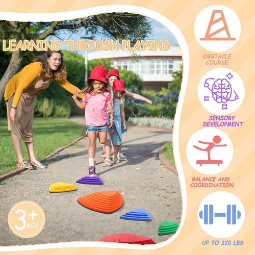 Vista 3 de Piedras para niños a partir de 3 años – Los peldaños duraderos fomentan el equilibrio de los niños pequeños y las habilidades motoras gruesas