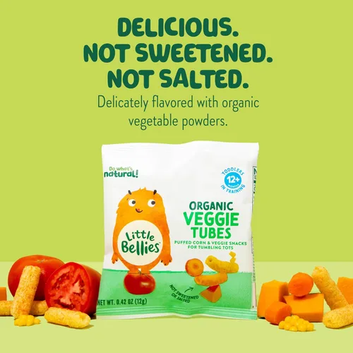Vista 5 de Little Bellies Tubitos Orgánicos de Verduras Bocadillo para Niños Pequeños (Paquete de 7 x 0.42 oz Paquetes Individuales)