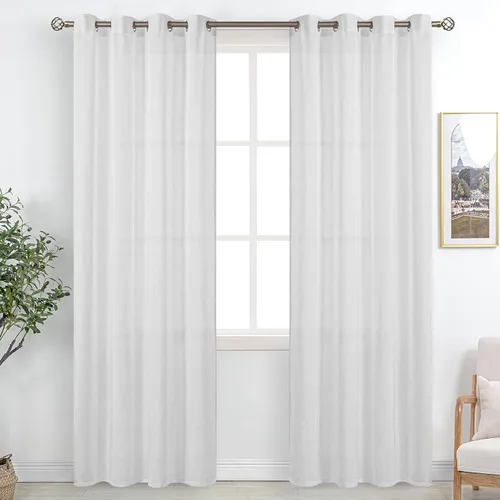 Vista 59 de BGment Cortinas cortas de lino transparente de 40 pulgadas para cafetería, con ojales, filtrado de luz, semitransparentes para ventanas pequeñas