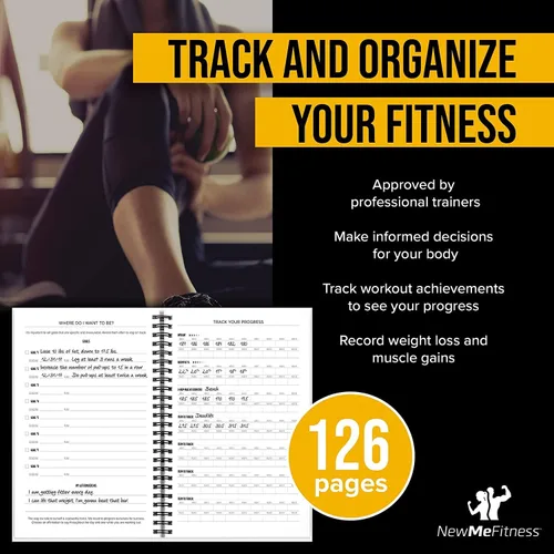 Vista 2 de Diario de fitness NewMe Fitness para mujeres y hombres, diario de alimentos y entrenamiento, libro de registro planificador para rastrear la pérdida