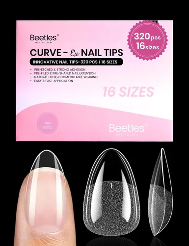 Vista 15 de Beetles - Kit de uñas de gel FlatX, almendra corta, 320 puntas de uñas de 16 tamaños, con pegamento sólido de uñas de 0.5 onzas, removedor