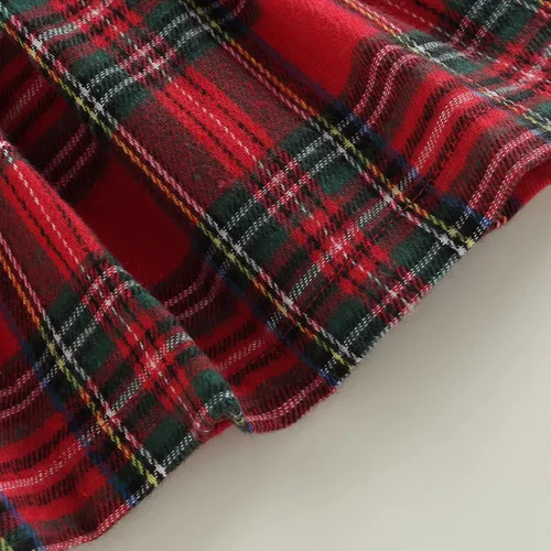 Vista 6 de Trajes de Navidad para niñas pequeñas, vestido de manga larga, falda vintage de encaje de una pieza, vestido de fiesta de terciopelo rojo, vestido