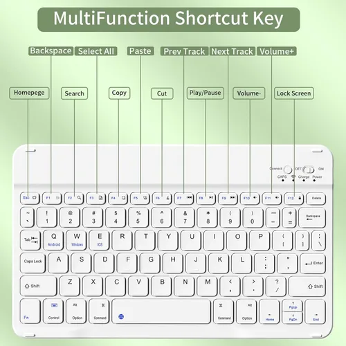Vista 4 de aoub Funda para iPad de 9ª/8ª/7ª Generación de 10.2 pulgadas, Funda con Soporte Folio Desmontable Cubierta de Teclado Inalámbrico Bluetooth Funda