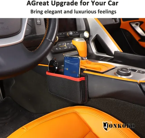 Vista 5 de Oxford - Caja de almacenamiento para consola central de tela para Chevrolet Corvette C7 2014-2019 Co-Pilot - Organizador colgante para consola