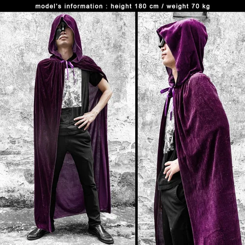 Vista 6 de Mayplous Disfraz de Halloween, capa de terciopelo, capa de terciopelo, vestido de juego de roles