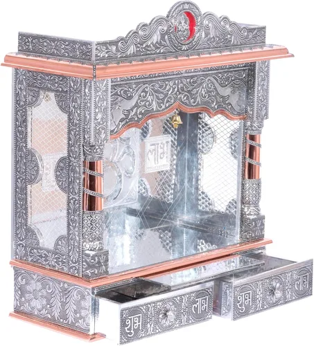 Vista 3 de Mandir de plata para el hogar - cobre oxidado - sin puerta (mediano)