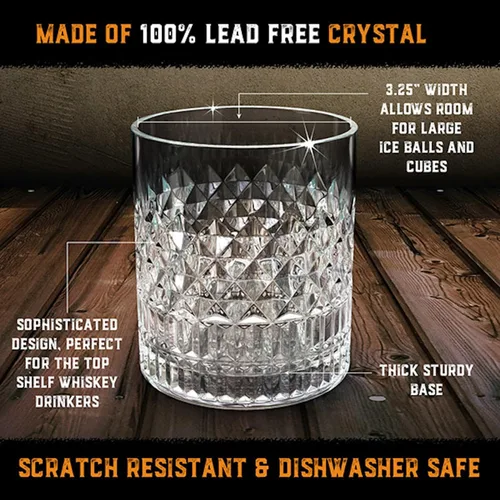 Vista 6 de Vasos de whisky de cristal sin plomo envejecido y carbonizado con base