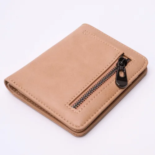 Vista 4 de Alldaily Billetera pequeña RFID para mujer, compacta y delgada, plegable, con bolsillo de viaje, mini cartera para damas, Beige