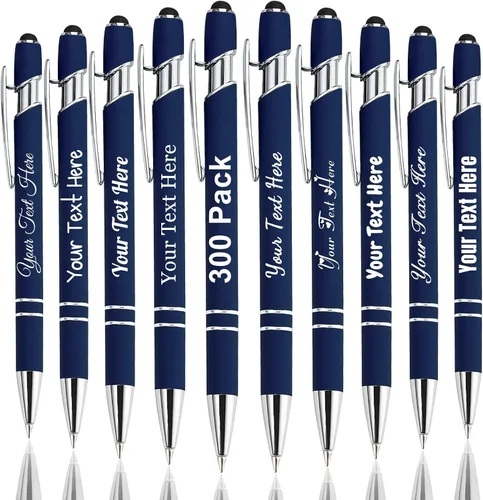 Vista 25 de Hasta 300 bolígrafos personalizados a granel con nombre personalizado con grabado gratis, puntas de lápiz capacitivo grabado, bolígrafo