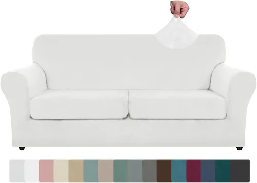 Vista 25 de ZNSAYOTX Fundas elásticas para silla de terciopelo de lujo con brazo, 2 piezas, para sala de estar, funda gruesa y suave, antideslizante, protector