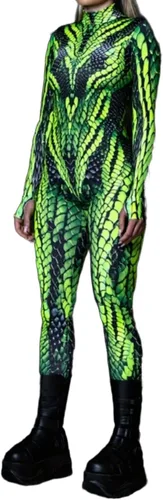Vista 12 de Enterizo ajustado unisex para adultos, con estampado 3D en 3D de cuello alto, overol tipo unitardo Naranja Negro-1033