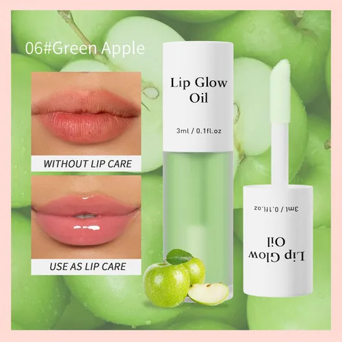 Vista 3 de Aceite de labios coreano – Aceite de brillo labial con sabor afrutado, hidratante y nutritivo, taza antiadherente, brillo labial transparente