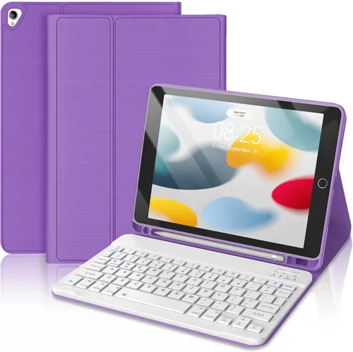 Vista 24 de Funda con teclado táctil para iPad de 9ª/8ª/7ª generación de 10.2 pulgadas, Pro 10.5, Air 3ª generación, funda inteligente con soporte para lápices