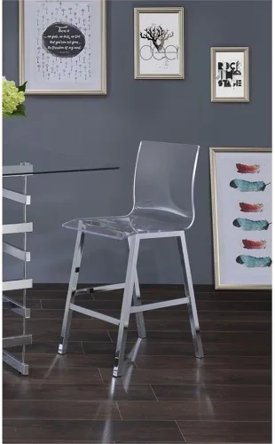 Vista 5 de Acme Silla de barra de acrílico transparente de 39 pulgadas de alto, taburete de bar para cocina, isla de comedor, patas de metal fácil montaje