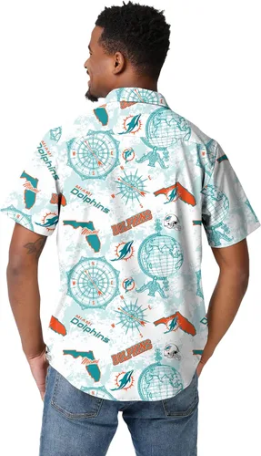 Vista 6 de FOCO Men's NFL Team Logo Floral Aloha Tropical Mercader Button Up Shirt