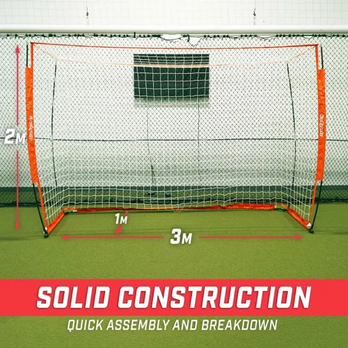 Vista 5 de GoSports Portería de fútbol sala ELITE - Tamaño 3 M x 2 M, marco plegable tipo arco y red - Juega y entrena como los profesionales, incluye bolsa