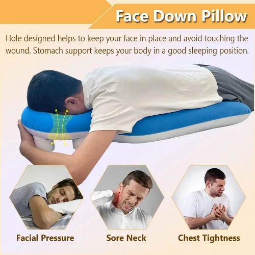 Vista 4 de Almohada boca abajo después de cirugía ocular, almohada propensa con agujero para el brazo para dormir, desprendimiento de retina, recuperación