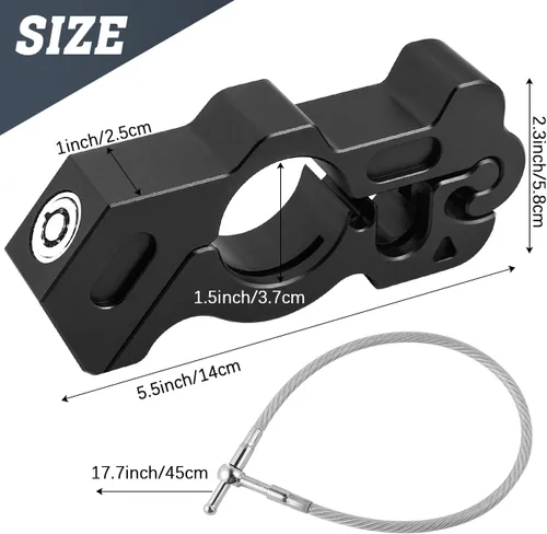 Vista 7 de Bloqueo de palanca de freno antirrobo para manillar de motocicleta, bloqueo de palanca de freno compatible con motos deportivas, motos, Negro