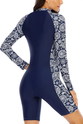 Vista 2 de Halcurt Traje de baño acolchado de una pieza para mujer, con protección solar UPF 50, con cremallera frontal